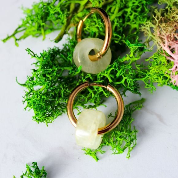 Handmade hoops stainless steel with semiprecious stones - Picture 6 of 7